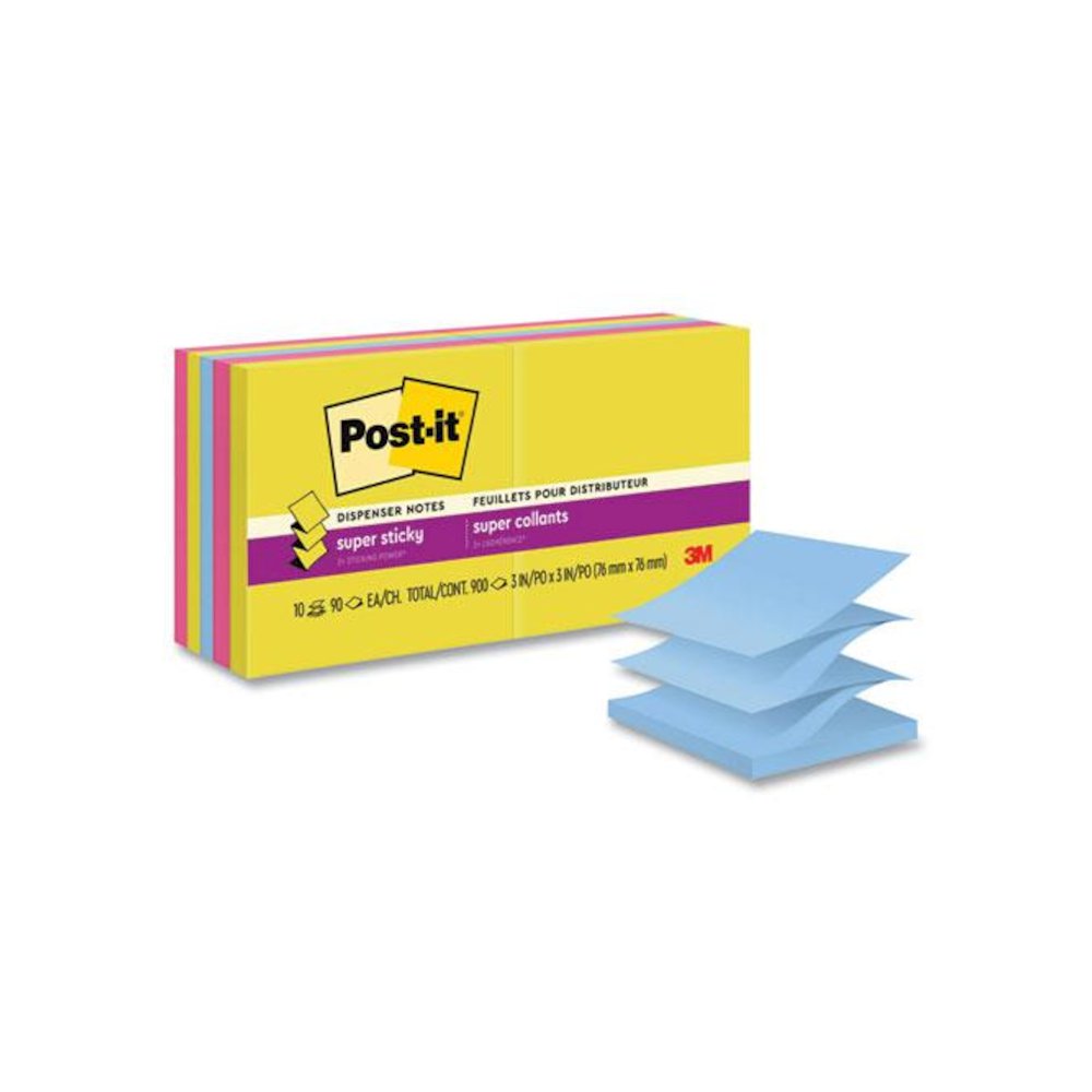 Pop-up Notes Summer Joy Collection Colors, 3" x 3", Assorted Colors, 90 Sheets/Pad, 10 Pads/Pack. Picture 1