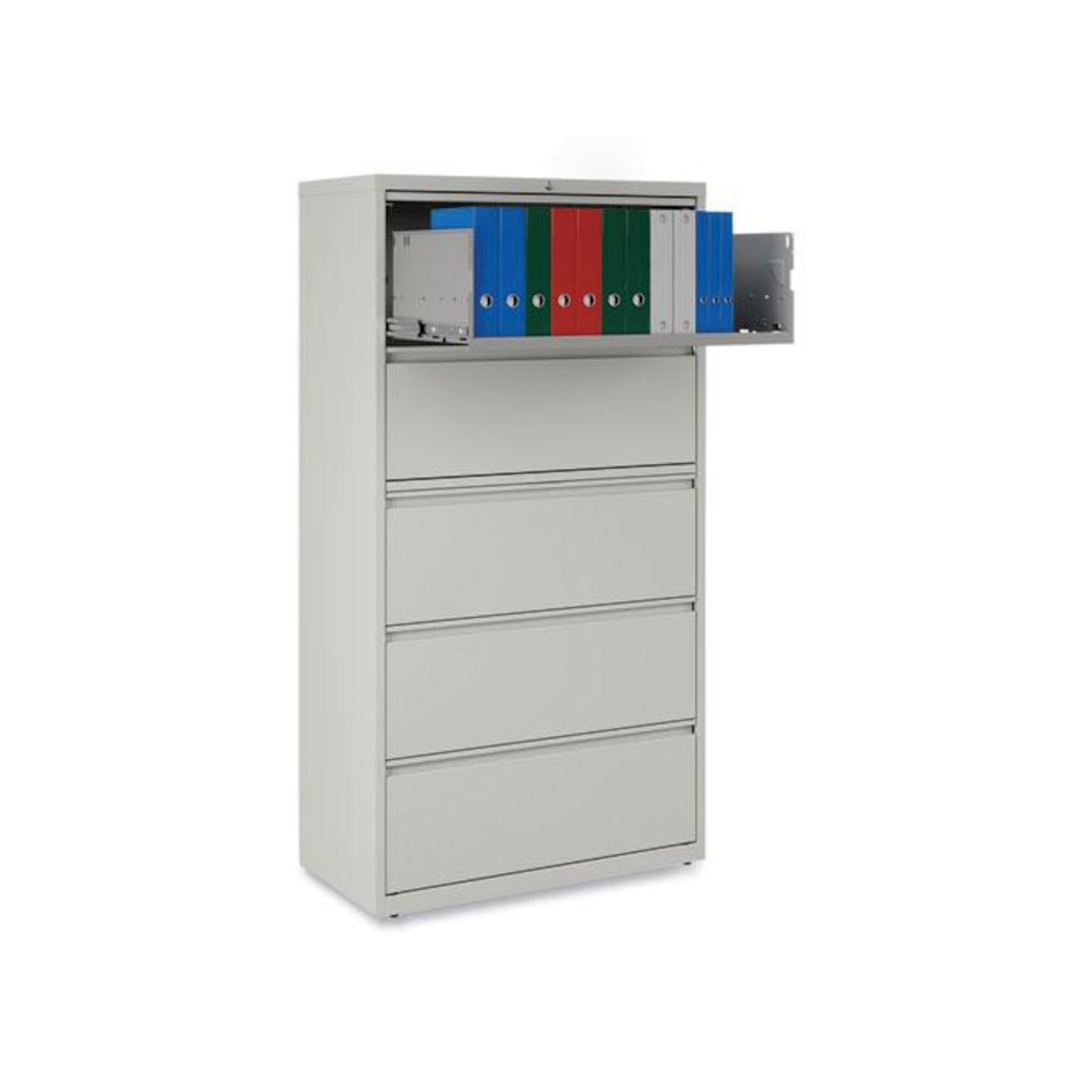 Lateral File, 5 Legal/Letter/A4/A5-Size File Drawers, Light Gray, 36" x 18.63" x 67.63". Picture 10