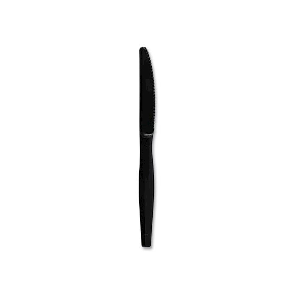 Heavyweight Polystyrene Cutlery, Knife, Plastic, Black, 1,000/Carton. Picture 1