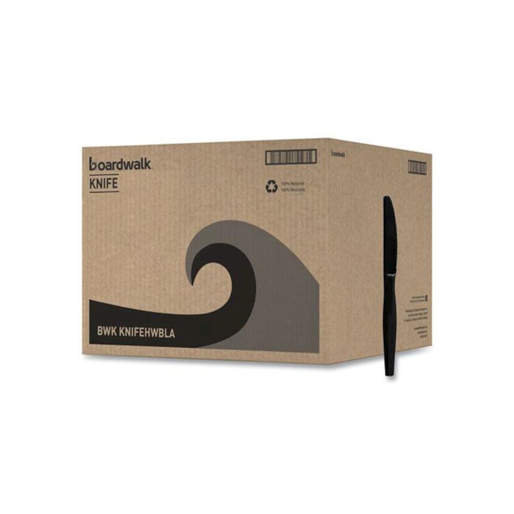Heavyweight Polystyrene Cutlery, Knife, Plastic, Black, 1,000/Carton. Picture 2