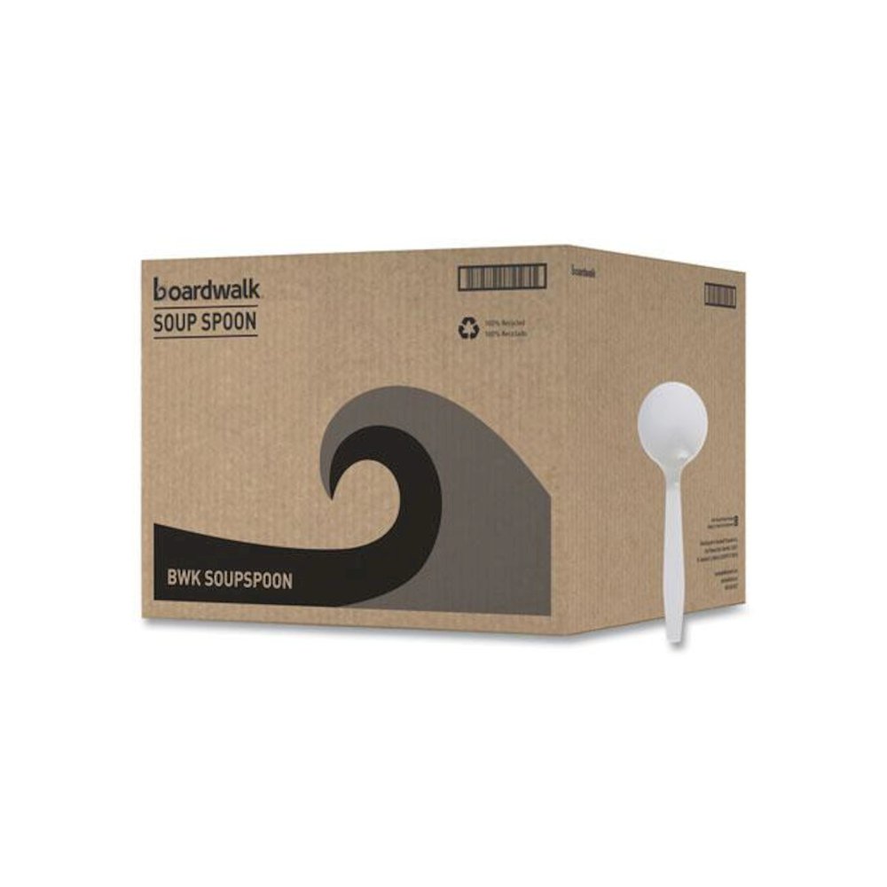 Mediumweight Polystyrene Cutlery, Soup Spoon, Plastic, White, 1,000/Carton. Picture 2