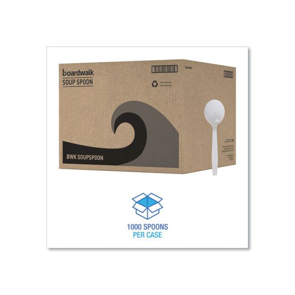 Mediumweight Polystyrene Cutlery, Soup Spoon, Plastic, White, 1,000/Carton. Picture 4