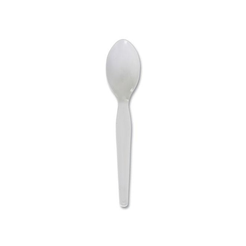 Heavyweight Polystyrene Cutlery, Spoon, Plastic, White, 1,000/Carton. Picture 1
