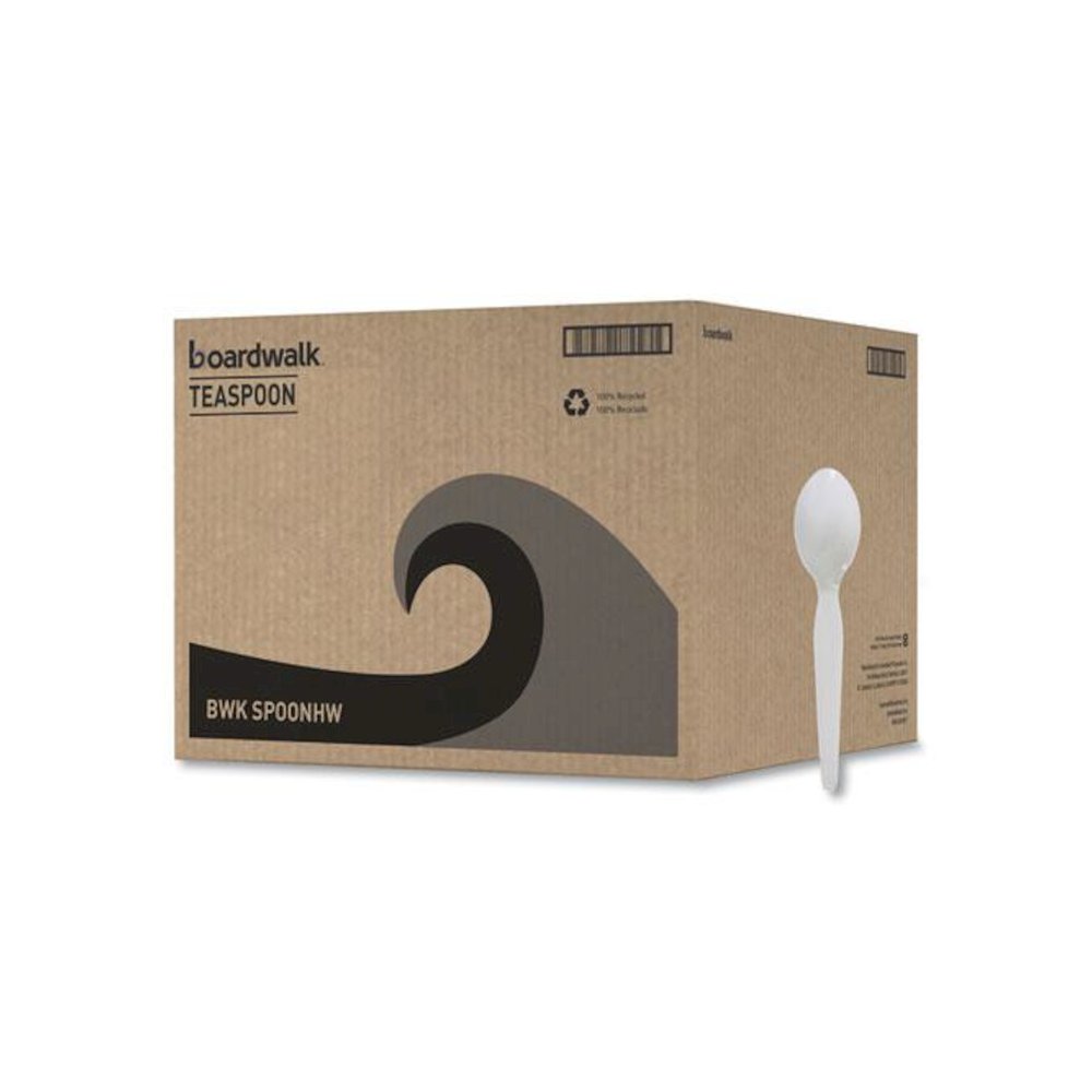 Heavyweight Polystyrene Cutlery, Spoon, Plastic, White, 1,000/Carton. Picture 2