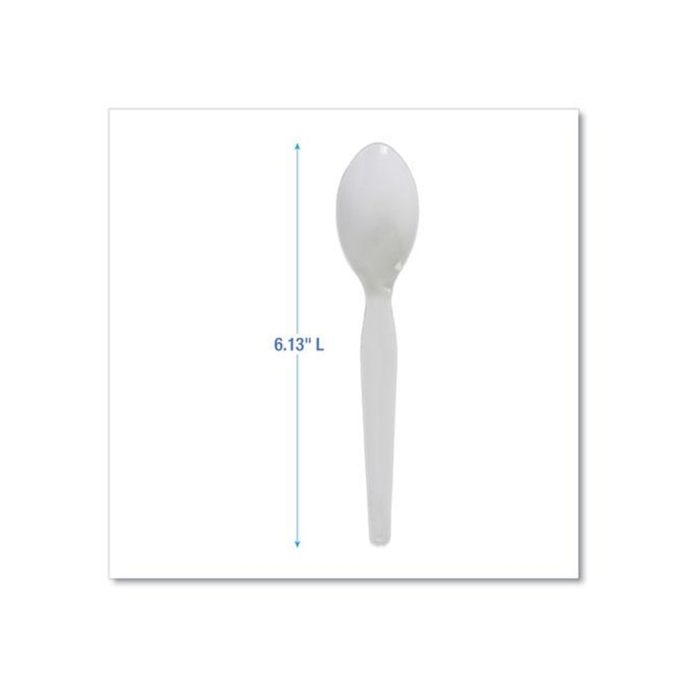 Heavyweight Polystyrene Cutlery, Spoon, Plastic, White, 1,000/Carton. Picture 4