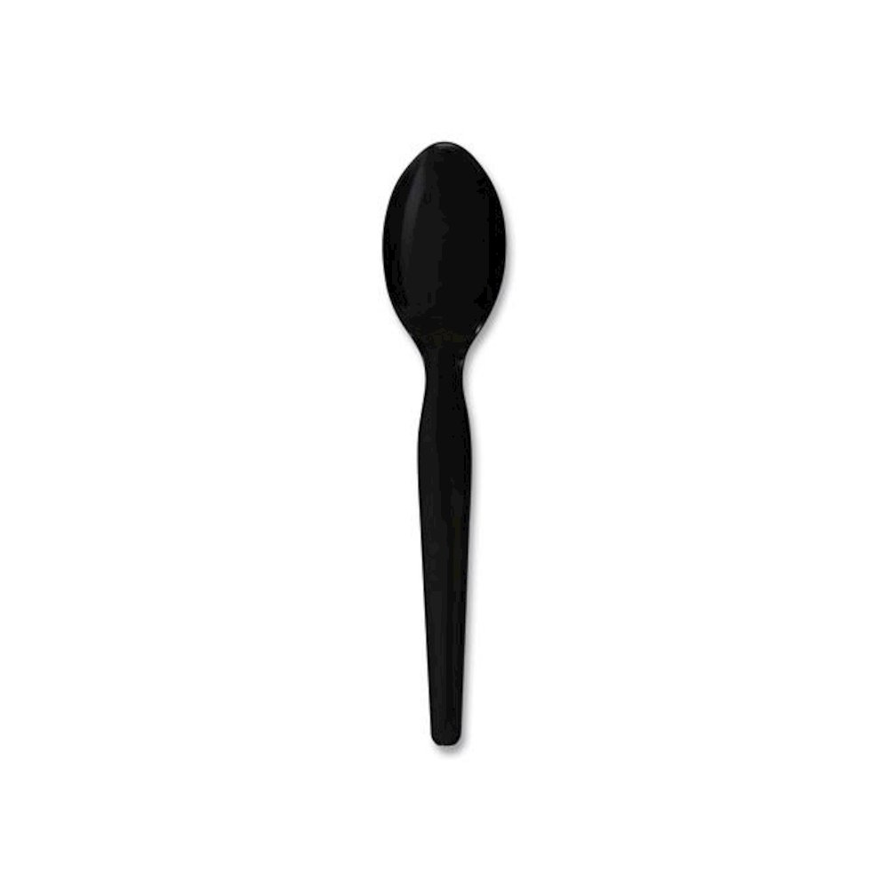 Heavyweight Polystyrene Cutlery, Spoon, Plastic, Black, 1,000/Carton. Picture 1