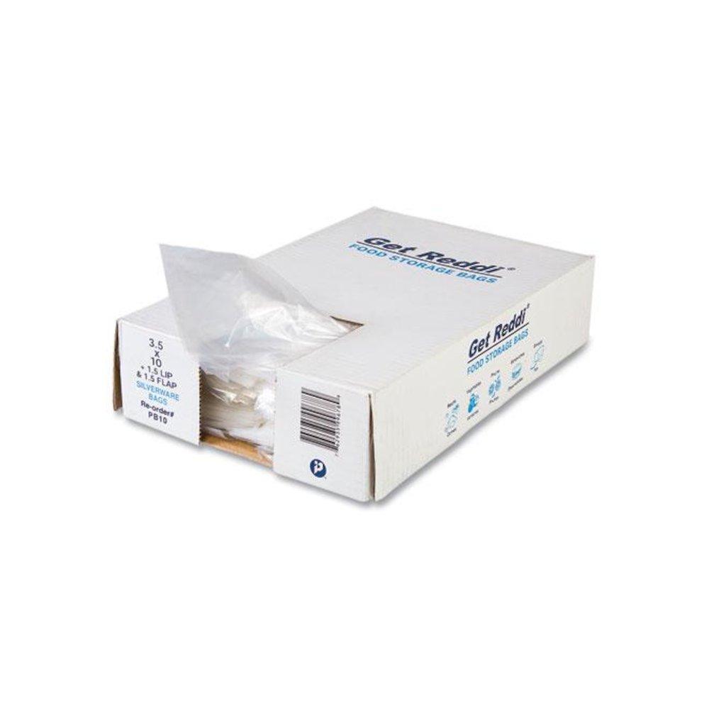 Silverware Bags, 3.5" x 1.5" x 10", Clear, 2,000/Carton. Picture 3