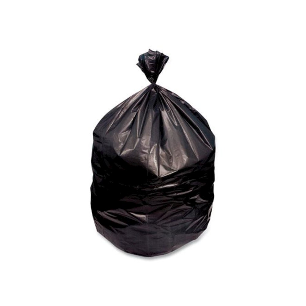 Low-Density Waste Can Liners, 23 gal, 0.9 mil, 28" x 45", Black, Perforated Roll, 25 Bags/Roll, 8 Rolls/Carton. Picture 1