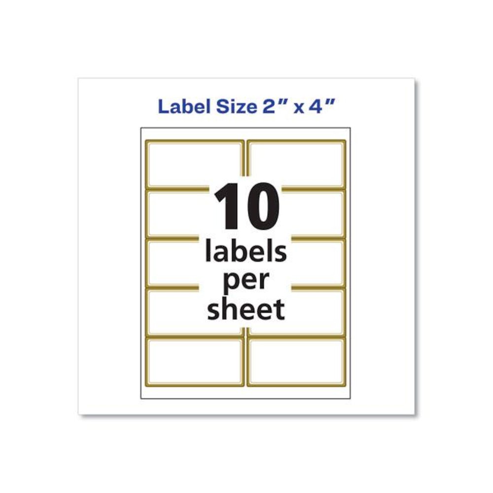 White Easy Peel Mailing Labels with Metallic Border, Inkjet/Laser Printers, 2 x 4, White, 10/Sheet, 10 Sheets/Pack. Picture 9