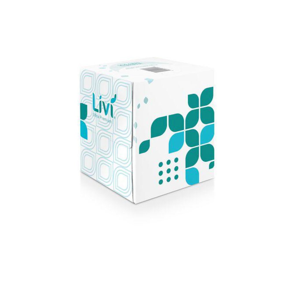 Facial Tissue, Cube Box, 2-Ply, White, 80 Sheets/Box, 4 Boxes/Pack, 6 Packs/Carton. Picture 1