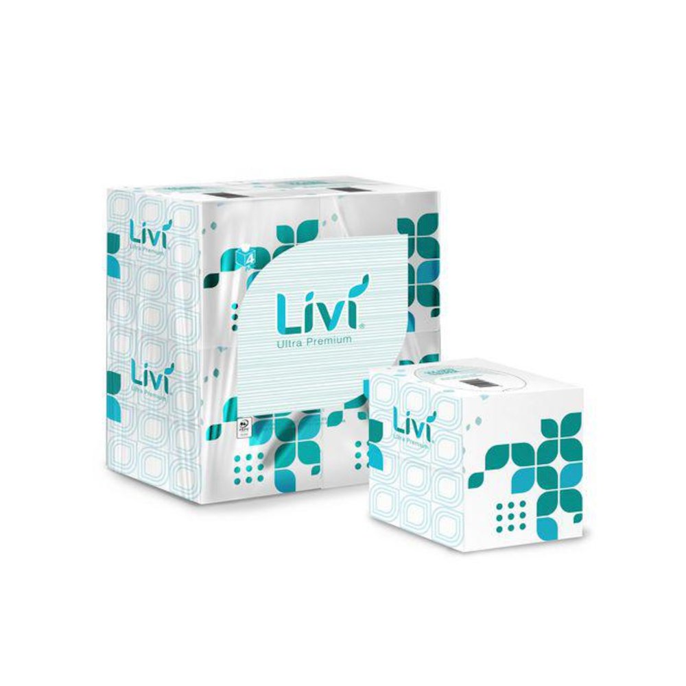 Facial Tissue, Cube Box, 2-Ply, White, 80 Sheets/Box, 4 Boxes/Pack, 6 Packs/Carton. Picture 3