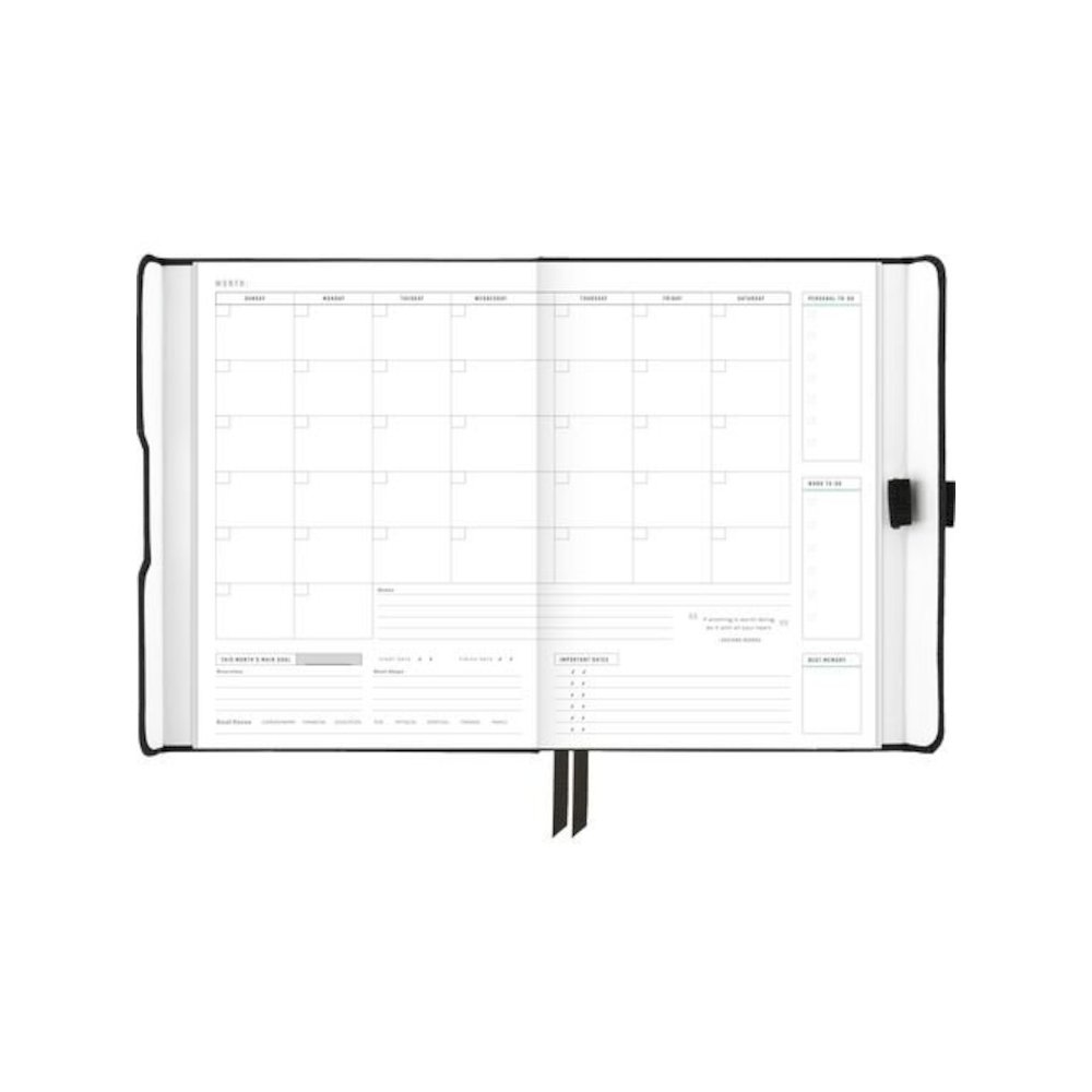 Foundation Undated Weekly/Monthly Planner, 8.5" x 6.75", Black Cover, 12-Month: Undated. Picture 2