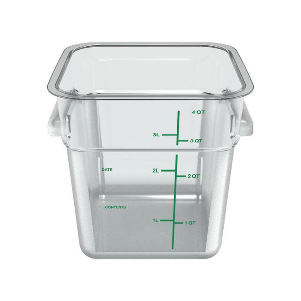 Squares Polycarbonate Food Storage Container, 4 qt, 7.13 x 7.13 x 7.29, Clear, Plastic. Picture 2