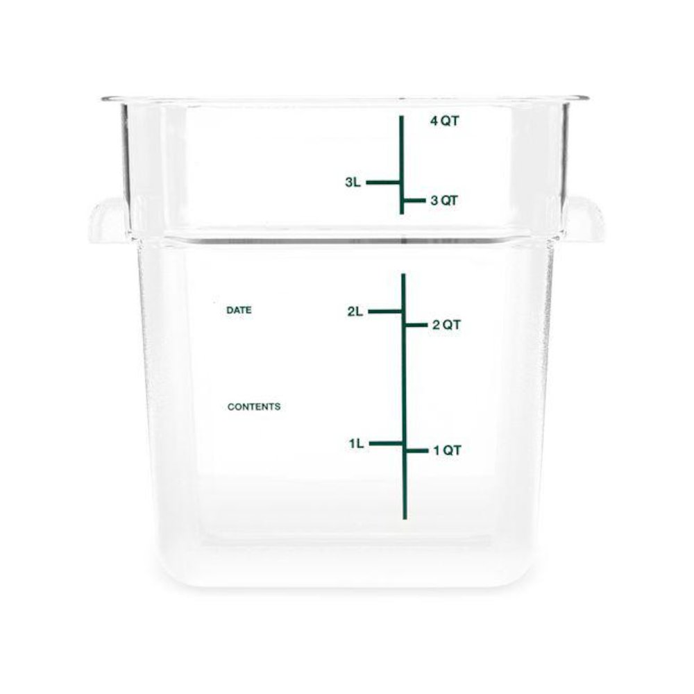Squares Polycarbonate Food Storage Container, 4 qt, 7.13 x 7.13 x 7.29, Clear, Plastic. Picture 3