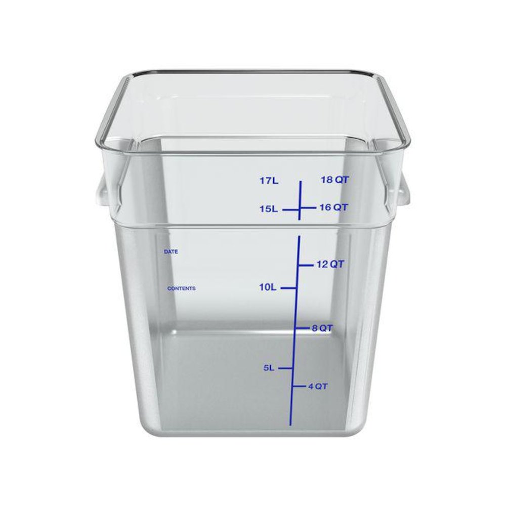 Squares Polycarbonate Food Storage Container, 18 qt, 11 13 x 11.13 x 12.58, Clear, Plastic. Picture 2