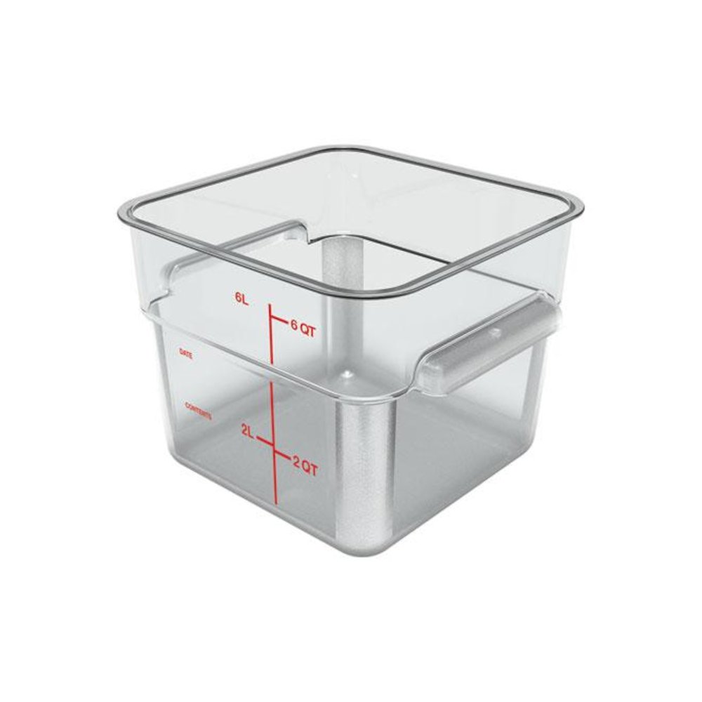 Squares Polycarbonate Food Storage Container, 6 qt, 8.75 x 8.75 x 7.31, Clear, Plastic. Picture 1