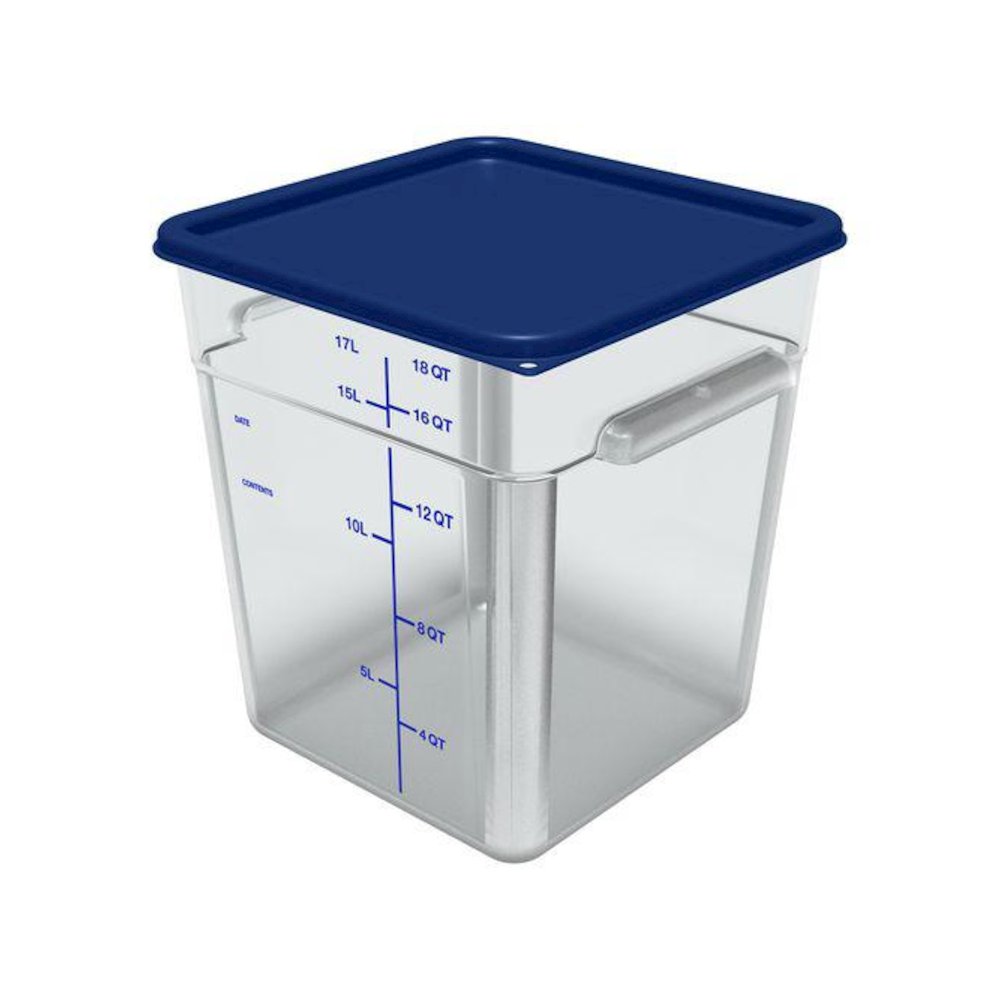 Squares Polycarbonate Food Storage Container, 18 qt, 11 13 x 11.13 x 12.58, Clear, Plastic. Picture 3