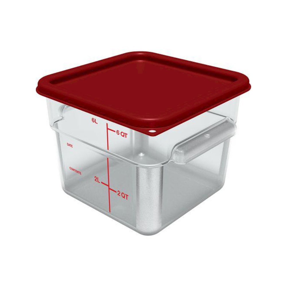 Squares Polycarbonate Food Storage Container, 6 qt, 8.75 x 8.75 x 7.31, Clear, Plastic. Picture 3