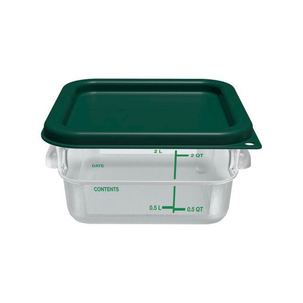 Squares Polycarbonate Food Storage Container, 2 qt,  7.13 x 7.13 x  3.8, Clear, Plastic. Picture 4