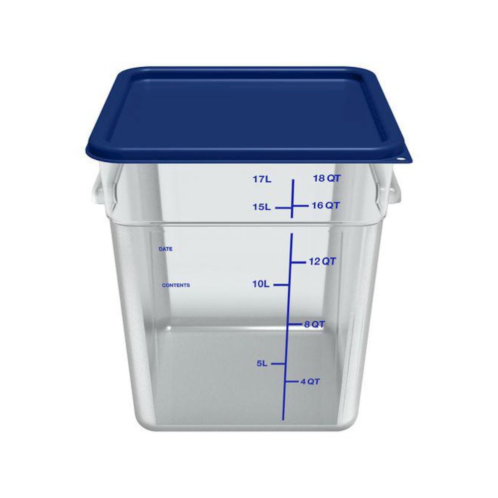 Squares Polycarbonate Food Storage Container, 18 qt, 11 13 x 11.13 x 12.58, Clear, Plastic. Picture 4