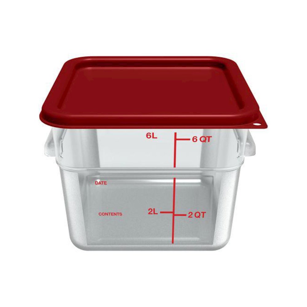 Squares Polycarbonate Food Storage Container, 6 qt, 8.75 x 8.75 x 7.31, Clear, Plastic. Picture 4