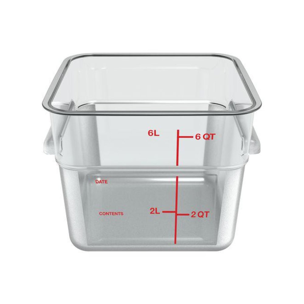 Squares Polycarbonate Food Storage Container, 6 qt, 8.75 x 8.75 x 7.31, Clear, Plastic. Picture 2
