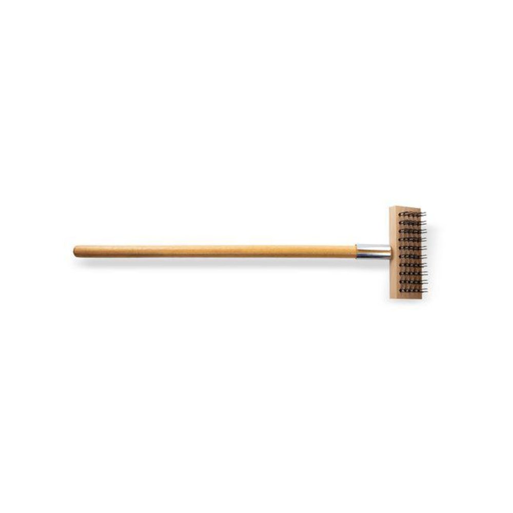 Sparta Broiler Master Grill Brush and Scraper with Handle, Metal Bristles, 30"  Natural Wood Handle. Picture 5