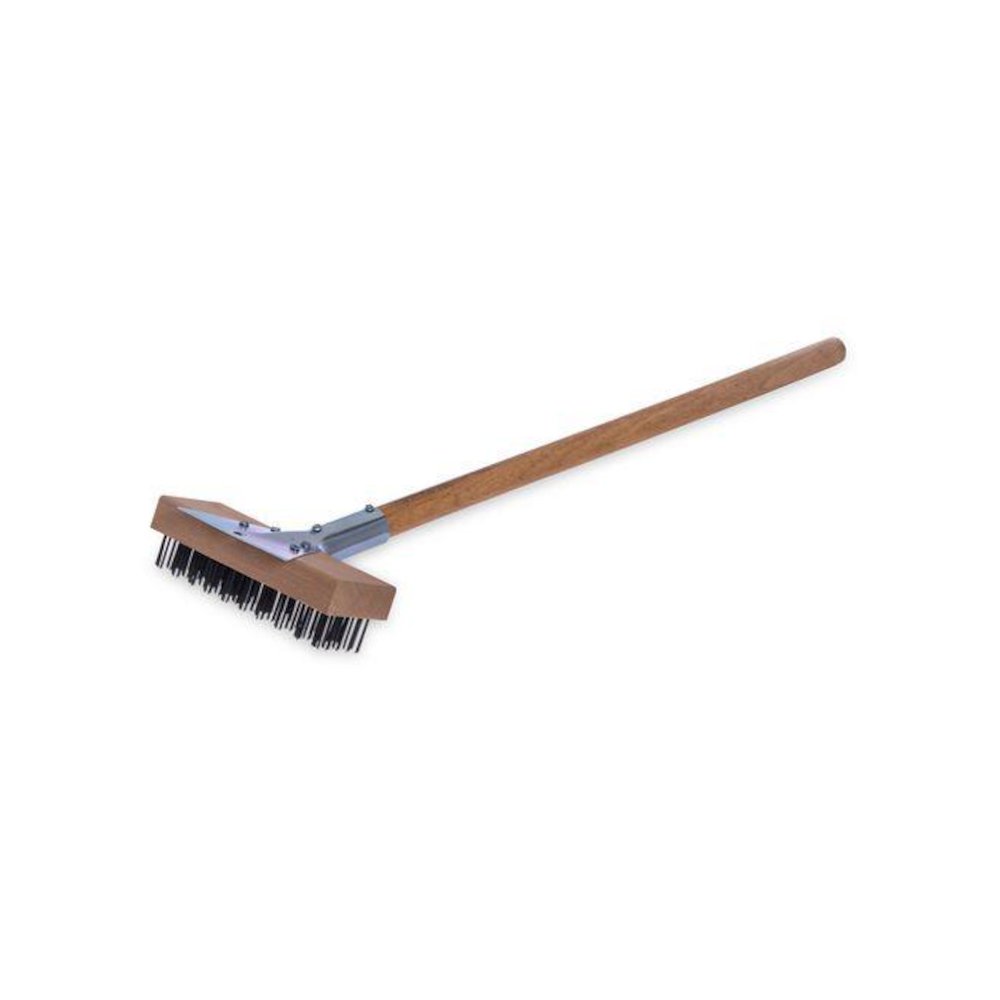 Sparta Broiler Master Grill Brush and Scraper with Handle, Metal Bristles, 30"  Natural Wood Handle. Picture 1
