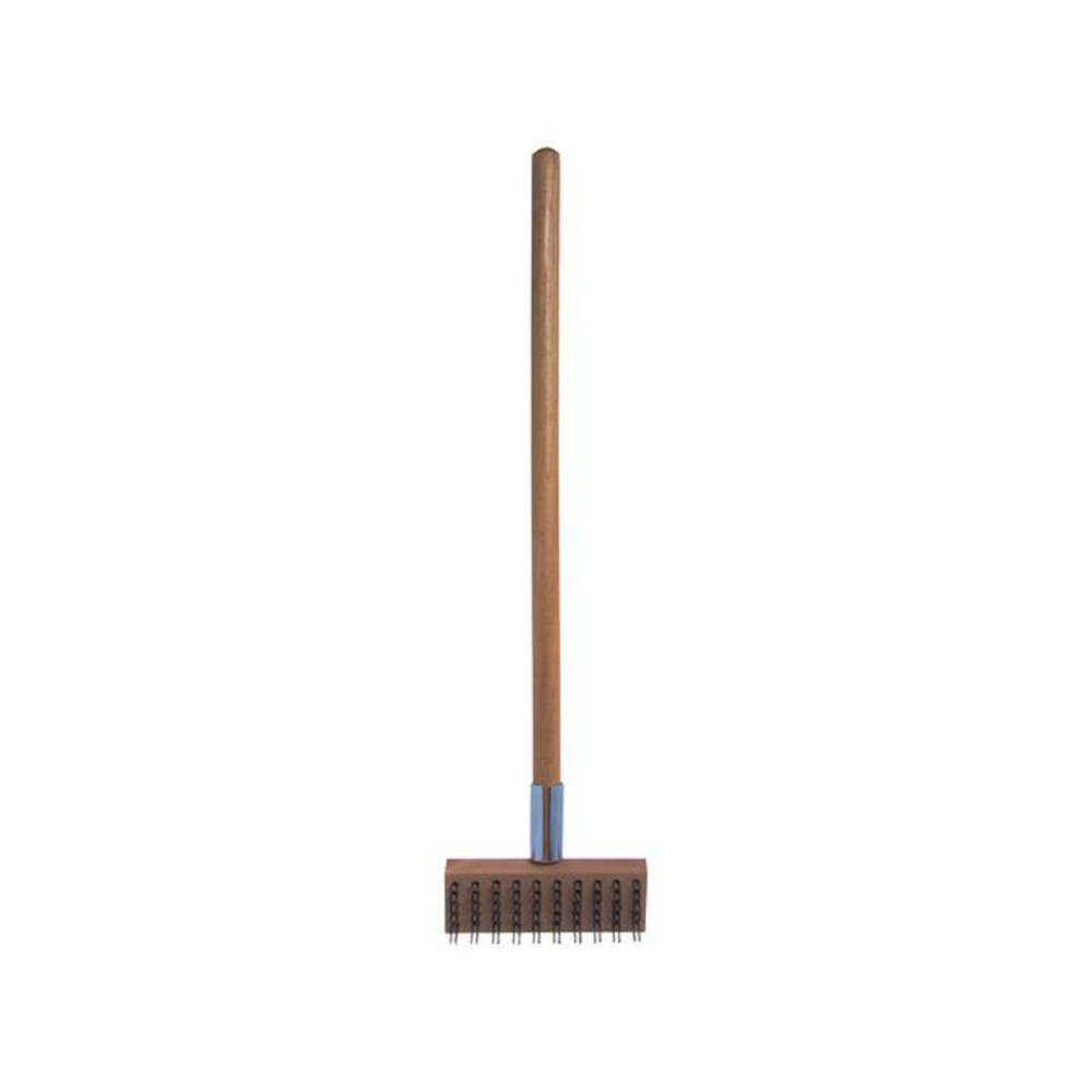 Sparta Broiler Master Grill Brush and Scraper with Handle, Metal Bristles, 30"  Natural Wood Handle. Picture 3