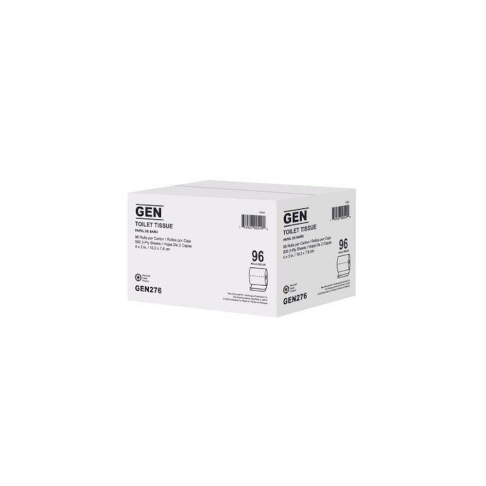 Standard Bath Tissue, 2-Ply, White, 500 Sheets/Roll, 96 Rolls/Carton. Picture 4