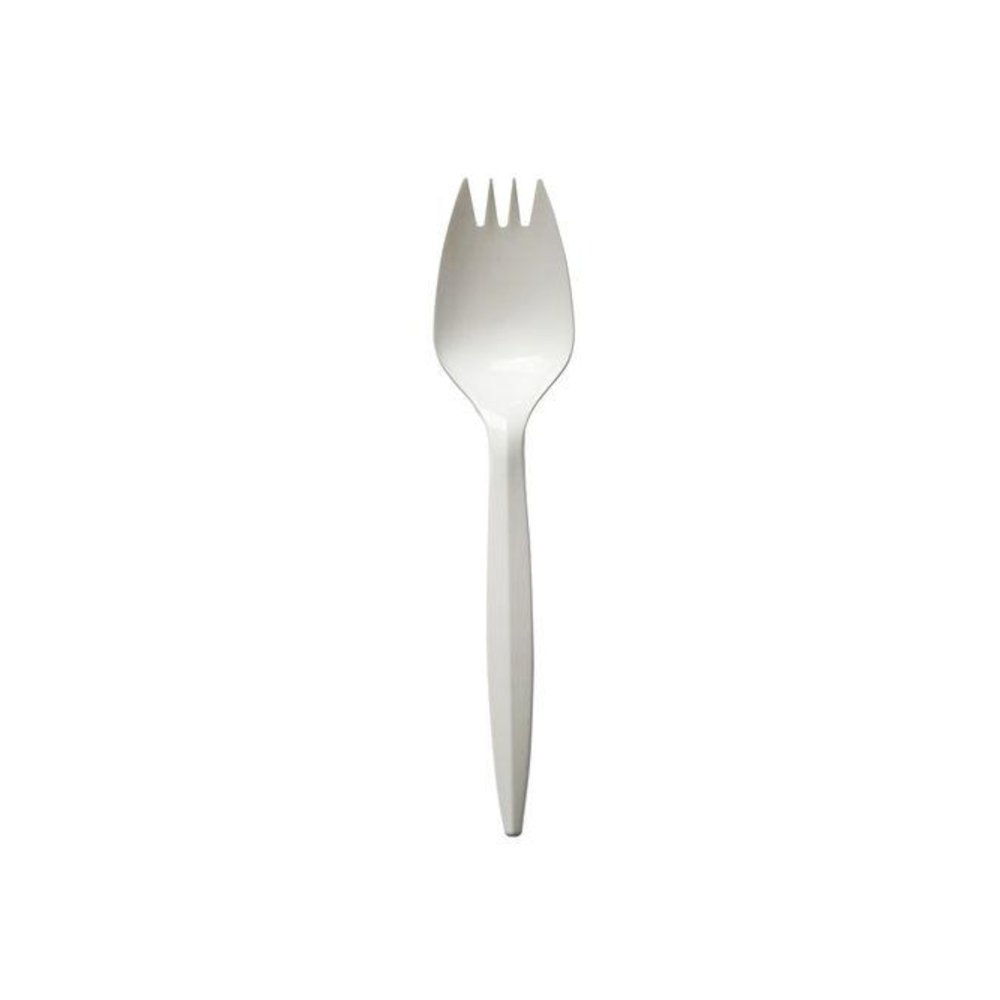Mediumweight Polypropylene Cutlery, Spork, Plastic, White, 1000/Carton. Picture 1