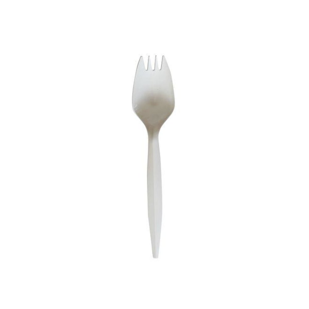 Mediumweight Wrapped Polypropylene Cutlery, Spork, Plastic, White, 1000/Carton. Picture 2
