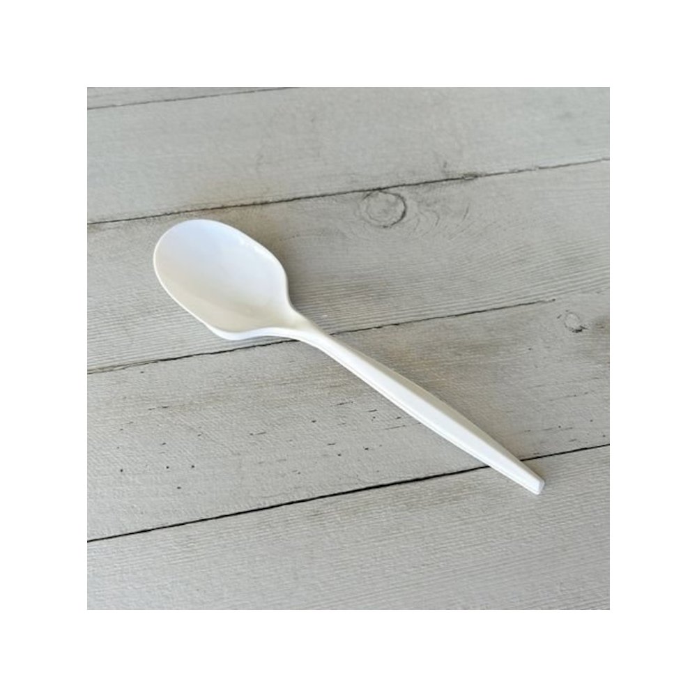Mediumweight Polypropylene Cutlery, Soup Spoon, 4.86", Plastic, White, 1,000/Carton. Picture 3