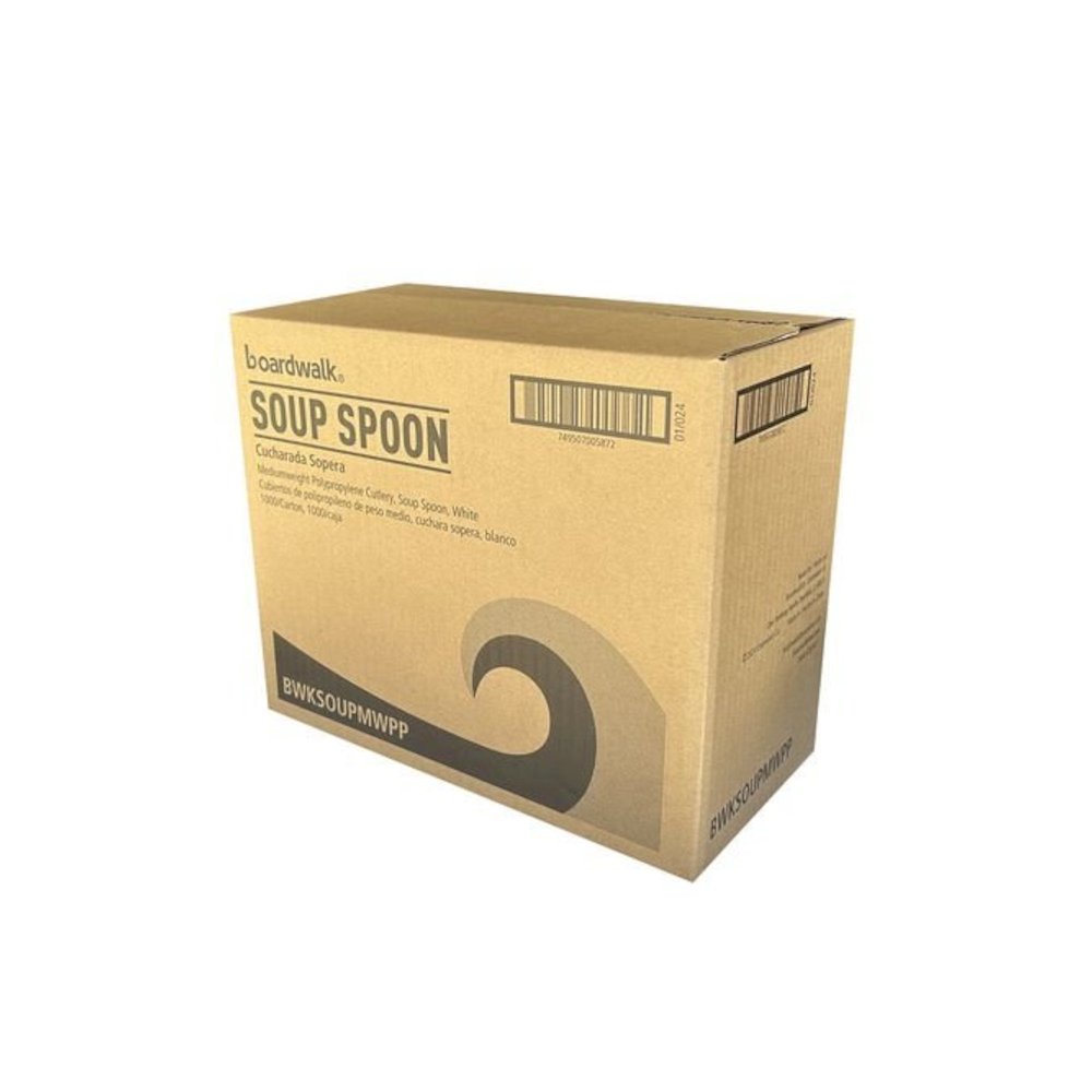 Mediumweight Polypropylene Cutlery, Soup Spoon, 4.86", Plastic, White, 1,000/Carton. Picture 4