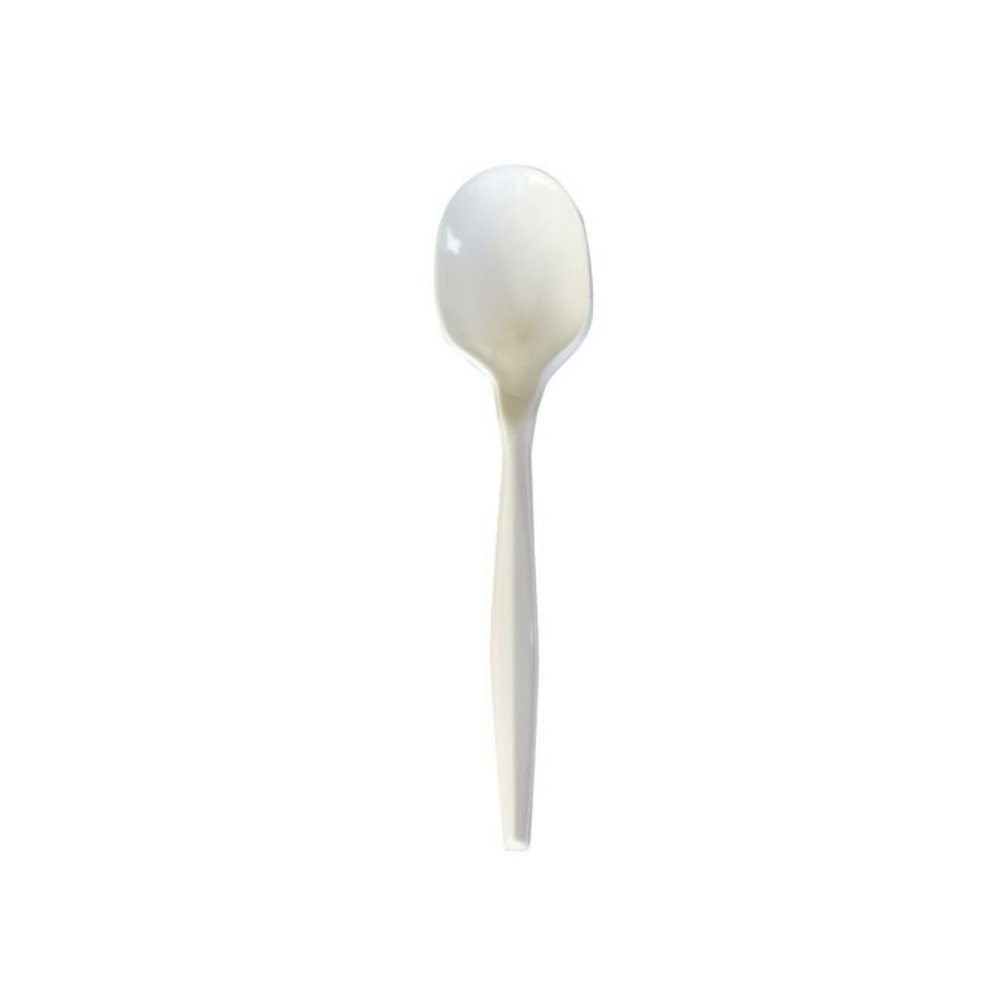 Mediumweight Polypropylene Cutlery, Soup Spoon, 4.86", Plastic, White, 1,000/Carton. Picture 1