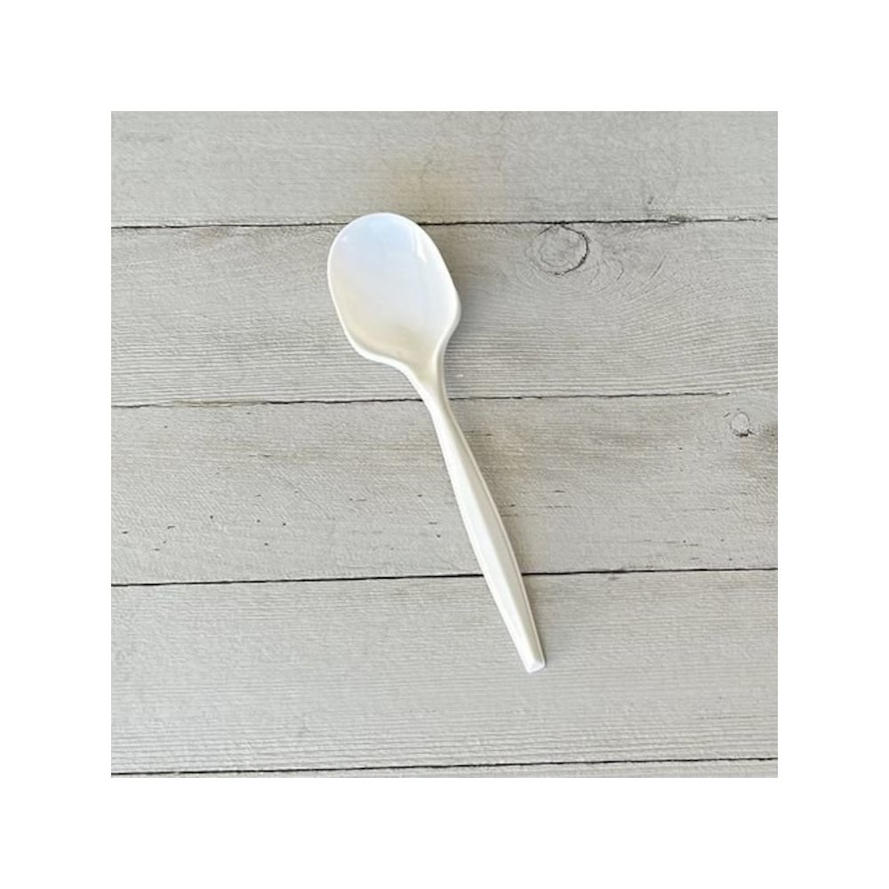 Mediumweight Polypropylene Cutlery, Soup Spoon, 4.86", Plastic, White, 1,000/Carton. Picture 2