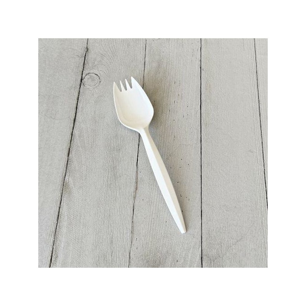 Mediumweight Polypropylene Cutlery, Spork, Plastic, White, 1000/Carton. Picture 2