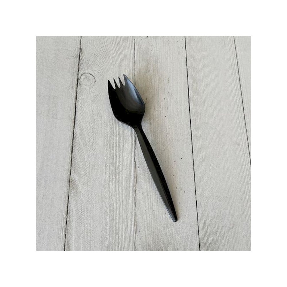 Mediumweight Polypropylene Cutlery, Spork, Plastic, Black, 1,000/Carton. Picture 2