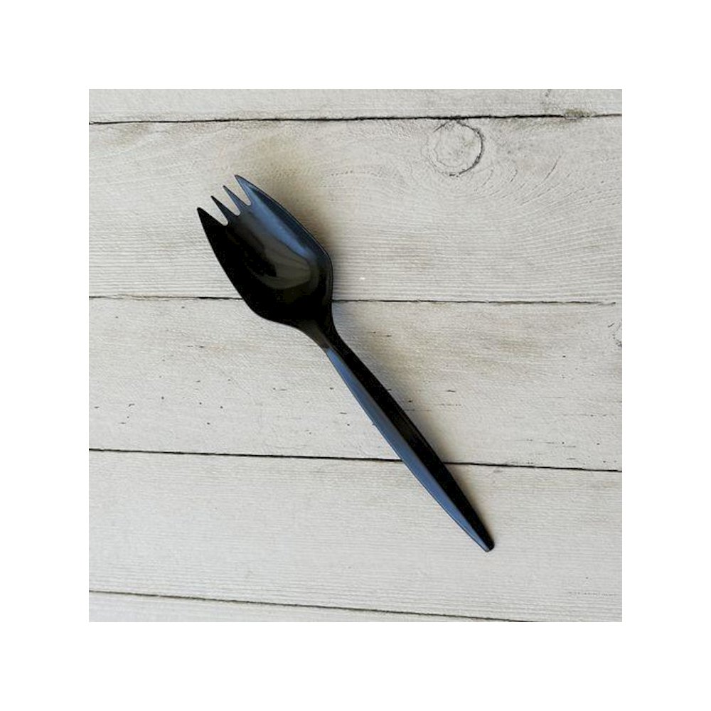 Mediumweight Polypropylene Cutlery, Spork, Plastic, Black, 1,000/Carton. Picture 4