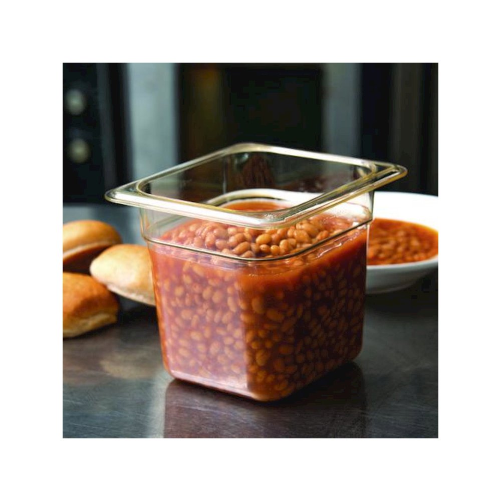 StorPlus High Heat Food Pan, 2.5 qt, 6.38 x 6.75 x 6, Amber, Plastic. Picture 4