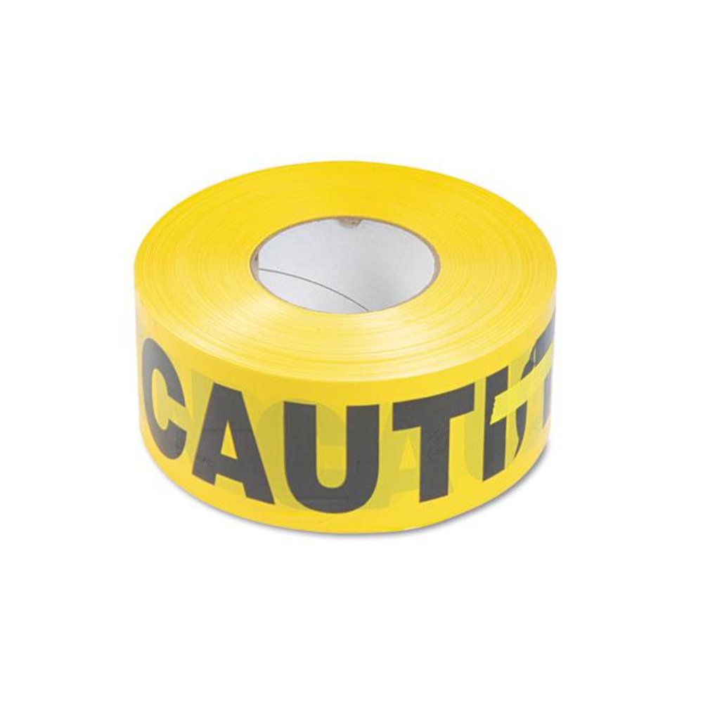 Caution Barricade Safety Tape, 3" x 1,000 ft, Black/Yellow. Picture 1