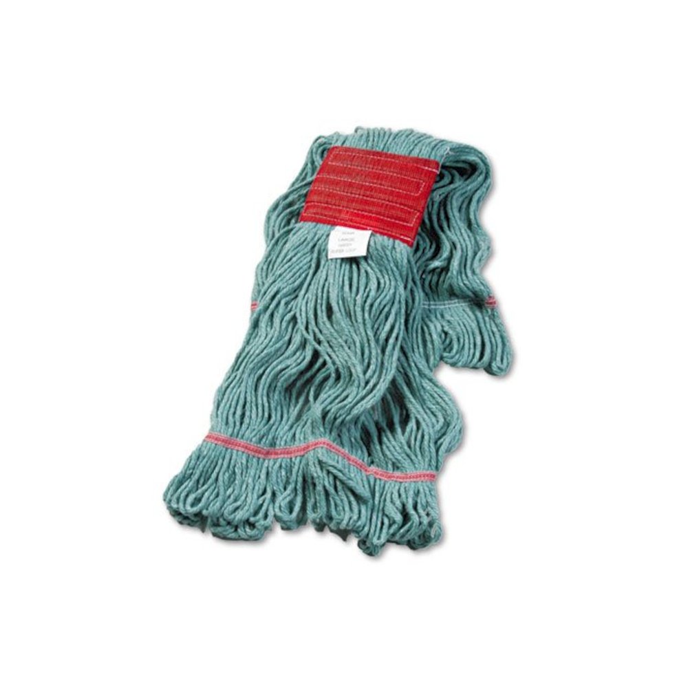 Super Loop Wet Mop Head, Cotton/Synthetic Fiber, 5" Headband, Large Size, Green. Picture 1