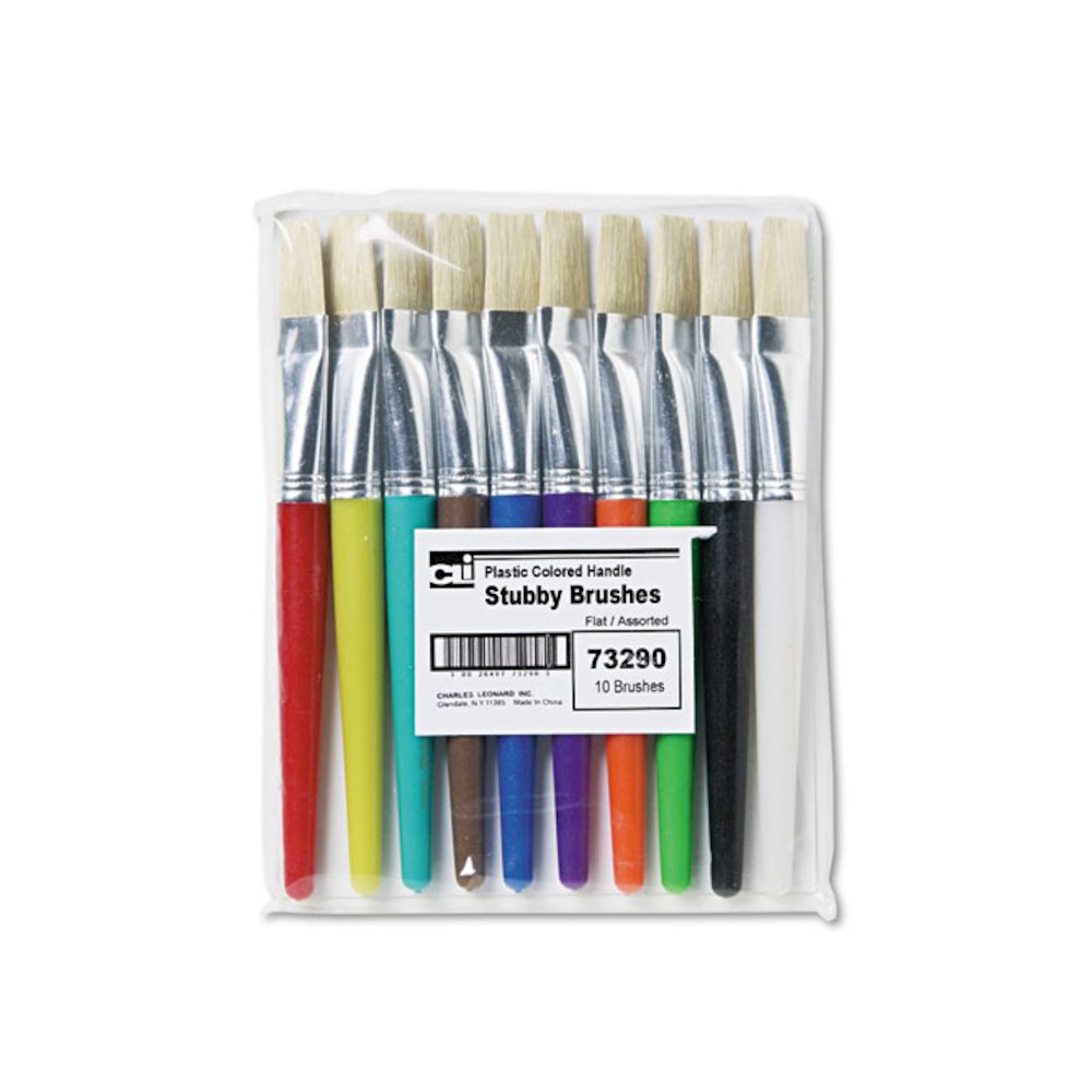 Stubby Brush Set, Natural Bristle, Flat Profile, 10/Set. Picture 1