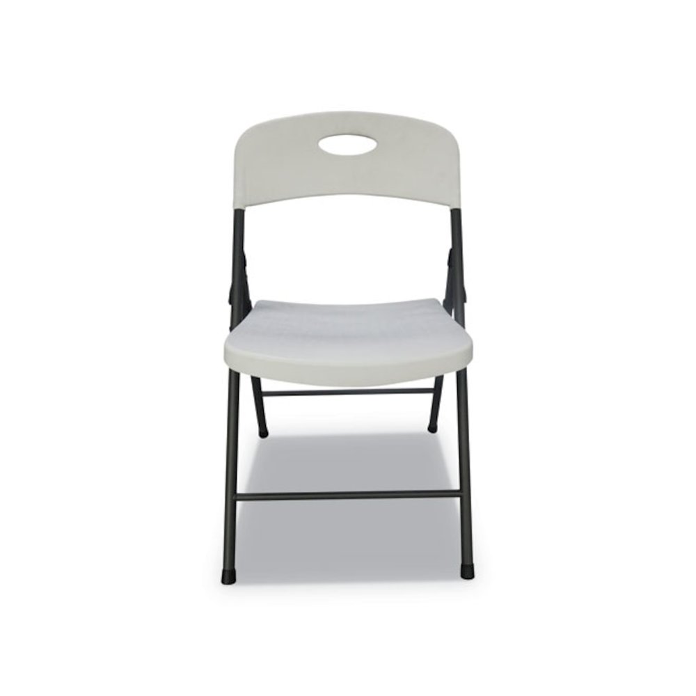 Molded Resin Folding Chair, Supports Up to 225 lb, 18.19" Seat Height, White Seat, White Back, Dark Gray Base, 4/Carton. Picture 2
