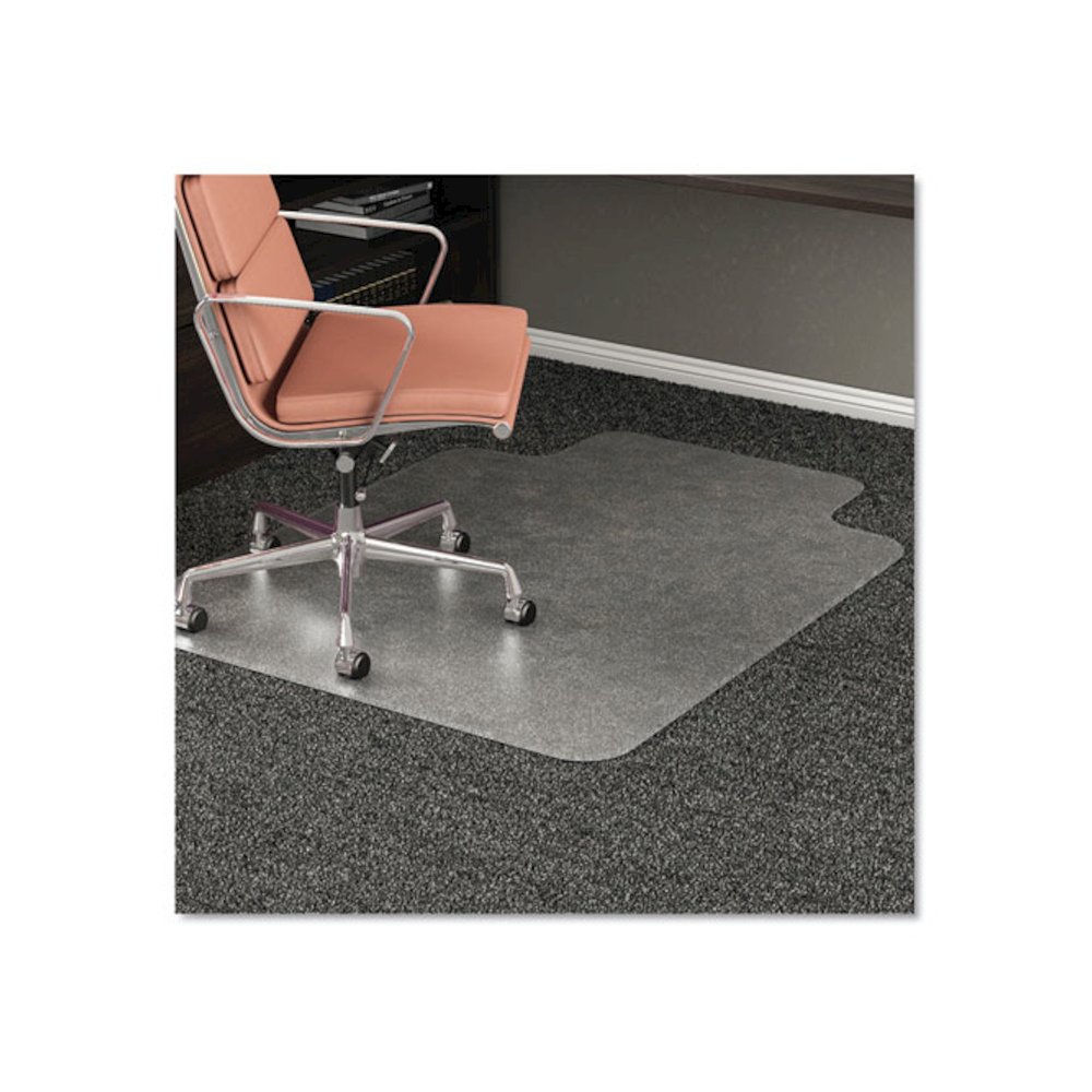 RollaMat Frequent Use Chair Mat for Medium Pile Carpet, Rectangular with Lip, Beveled Edges, 36" x 48", Clear, Ships Flat. Picture 1