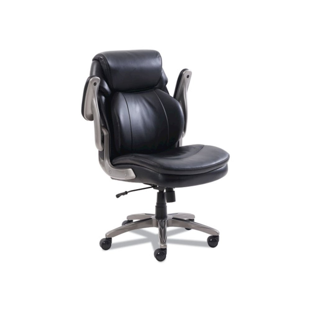 Cosset Mid-Back Executive Chair, Supports Up to 275 lb, 18.5" to 21.5" Seat Height, Black Seat/Back, Slate Base. Picture 5
