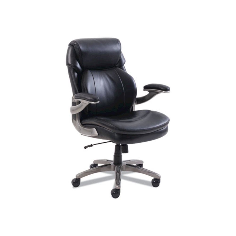 Cosset Mid-Back Executive Chair, Supports Up to 275 lb, 18.5" to 21.5" Seat Height, Black Seat/Back, Slate Base. Picture 1
