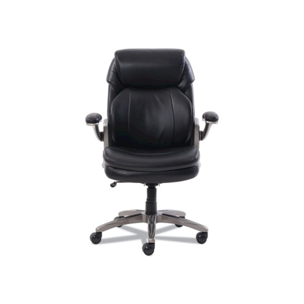 Cosset Mid-Back Executive Chair, Supports Up to 275 lb, 18.5" to 21.5" Seat Height, Black Seat/Back, Slate Base. Picture 4