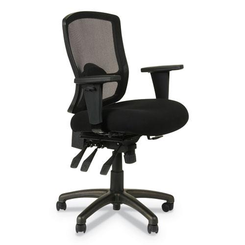 Alera Etros Series Mesh Mid-Back Petite Multifunction Chair, Supports Up to 275 lb, 17.16" to 20.86" Seat Height, Black. Picture 1