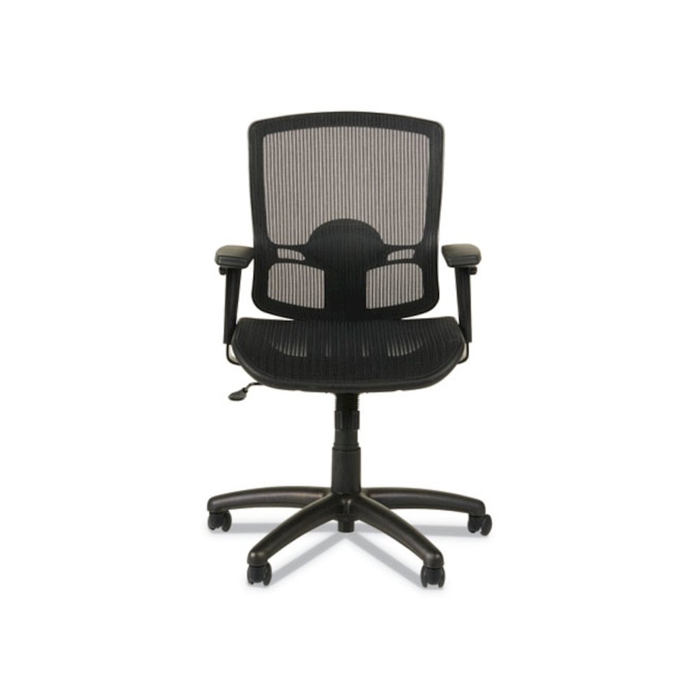 Alera Etros Series Suspension Mesh Mid-Back Synchro Tilt Chair, Supports Up to 275 lb, 15.74" to 19.68" Seat Height, Black. Picture 2